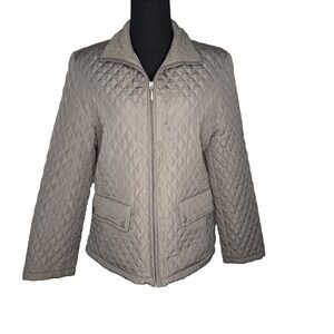 Jane Ashley Casual Lifestyle Quilted Gray Full Zip Jacket Women's Size Small
